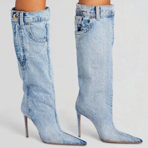 Retrofête Kaia Denim Knee-High Boots